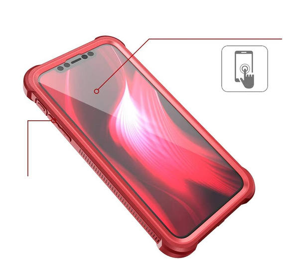 Huse pentru iPhone 11, Dexnor Full Body Rugged, transparent / roșu