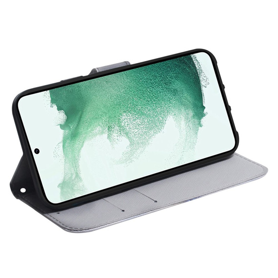 Cu clapetă pentru Samsung Galaxy A14 4G/5G, Wallet, Sakura, albastru