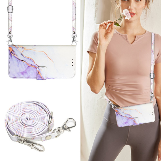 Cu clapetă pentru Xiaomi Redmi Note 13 Pro 4G / Xiaomi Redmi Note 14S / Xiaomi Poco M6 Pro 4G, Wallet, Marble violet