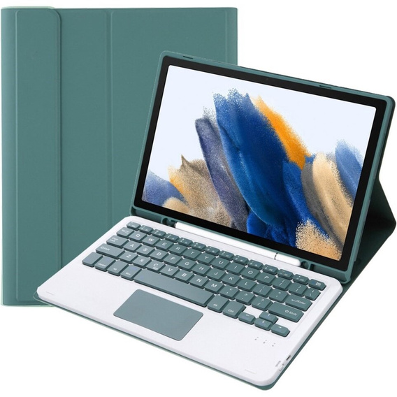Carcasă + tastatură Samsung Galaxy Tab A8 10.5 X200 / X205, Touchpad, verde închis