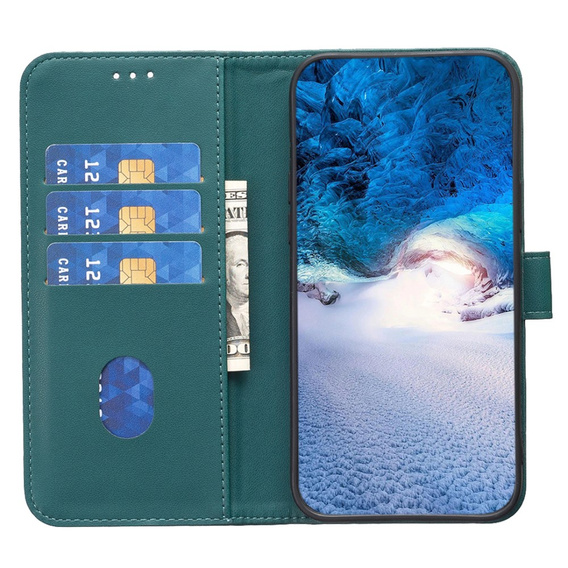 Cu clapetă pentru Samsung Galaxy S23 FE, BINFEN Wallet, verde + sticlă 9H