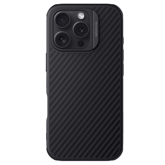 Carcasă pentru iPhone 16 Pro, carcasă blindată Nillkin, Carbon Fiber, pentru Magsafe, negru