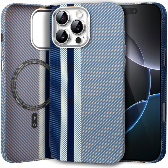 Carcasa pentru iPhone 16 Pro Max, Carbon Fiber MagSafe, albastru
