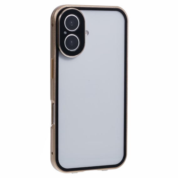 Husa pentru iPhone 16, Magnetic Dual Glass, de aur