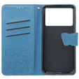 Cu clapetă pentru Xiaomi Poco F6 Pro, Butterfly, albastru