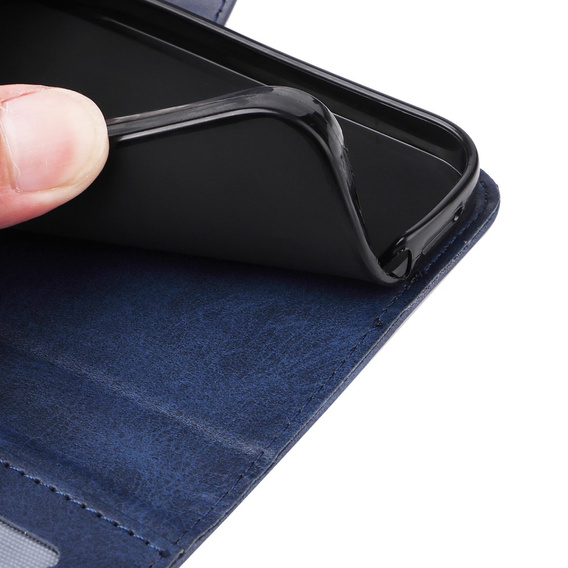 Cu clapetă pentru Samsung Galaxy A34 5G, Leather Wallet, albastru închis