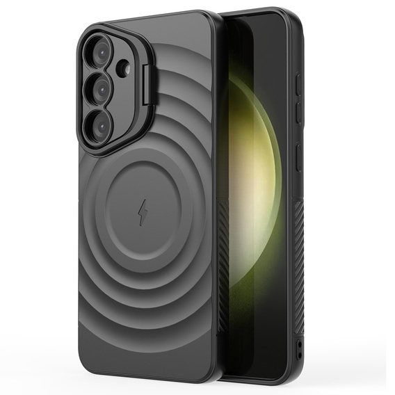 Husă pentru Samsung Galaxy S25+ Plus, Ripple Kickstand, pentru MagSafe, negru