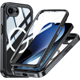 Husă pentru iPhone 16E, Shockproof, cu sticlă, pentru MagSafe, negru