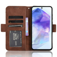 Cu clapetă pentru Samsung Galaxy A55 5G, Card Slot, maro