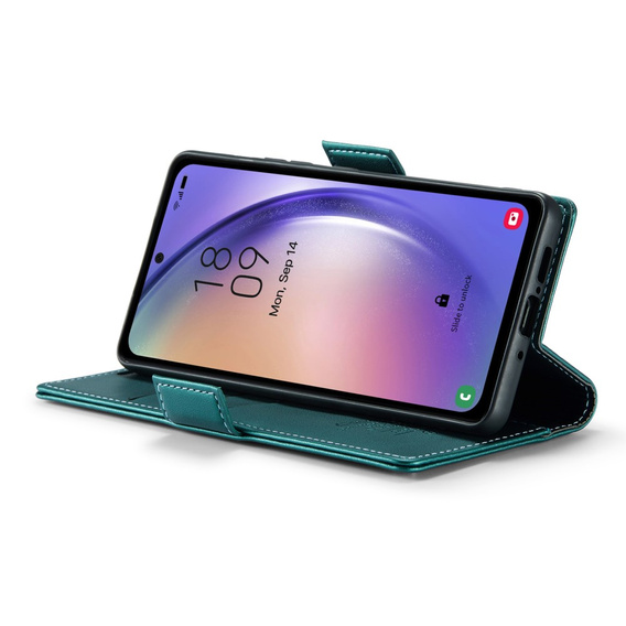 Husa cu clapetă CASEME pentru Samsung Galaxy A54 5G, Litchi Wallet, verde