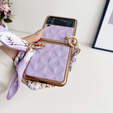 Husă pentru Samsung Galaxy Z Flip3 5G, Grid Leather, violet