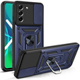 Husă blindată pentru Samsung Galaxy S21 FE, CamShield Slide, albastru închis