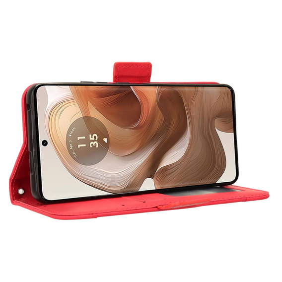 Cu clapetă pentru Motorola Edge 50 Ultra, Card Slot, roșu