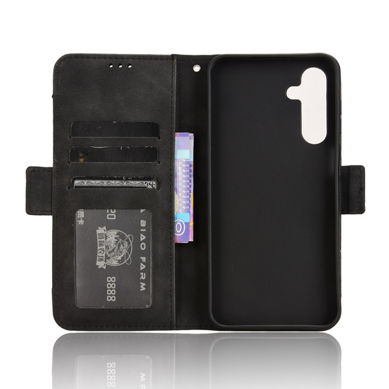 Carcasă cu clapetă pentru Oppo Reno 14F, slot pentru carduri, portofel, negru