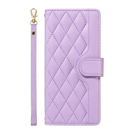 Husă cu clapetă pentru iPhone 16E, Rhombus Crossbody Leather, violet
