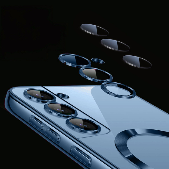 Husă pentru Samsung Galaxy S22, Electro MagSafe, albastru închis + Sticlă pentru ecran