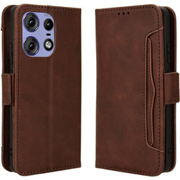 Cu clapetă pentru Motorola Edge 50 Pro, Card Slot, maro