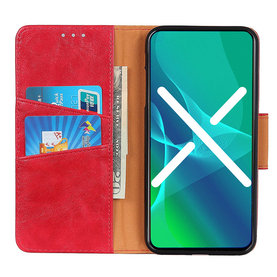 Cu clapetă pentru Asus Zenfone Max M2 ZB633, Leather Flexi Book, roșu