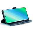 Cu clapetă pentru Samsung Galaxy S23 Ultra, ERBORD Waxy Wallet, albastru