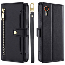Cu clapetă pentru Samsung Galaxy Xcover 7, Wallet Zipper Pocket, negru