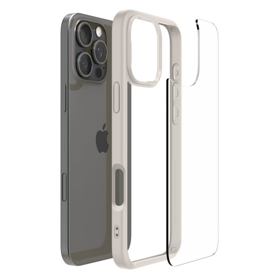 Carcasa Spigen pentru iPhone 16 Pro Max, Ultra Hybrid, transparent / titan + sticlă temperată 9H