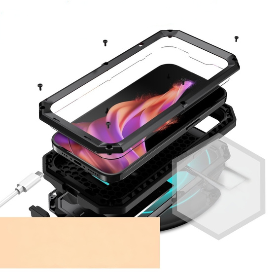 Husă pentru iPhone 15 Plus, R-JUST CamShield Slide, armată, negru