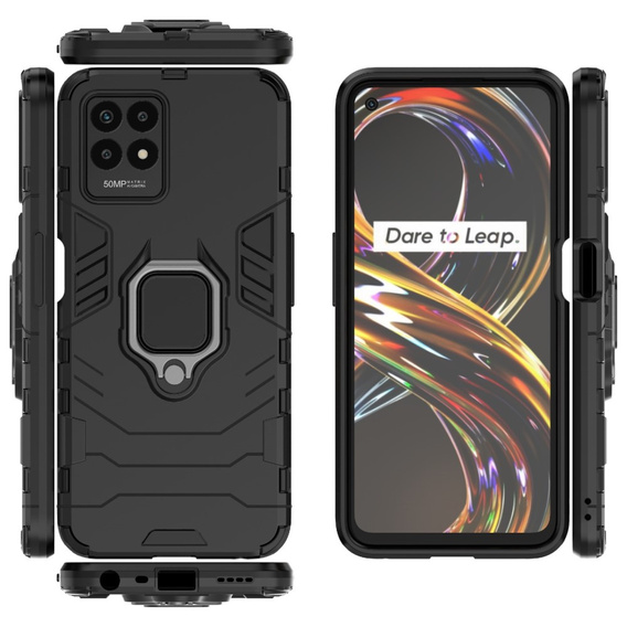 Huse pentru Realme 8i, Kickstand Ring, negru