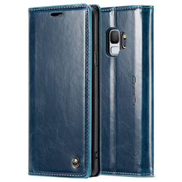 Carcasă flip CASEME pentru Samsung Galaxy S9, Waxy Textured, albastru