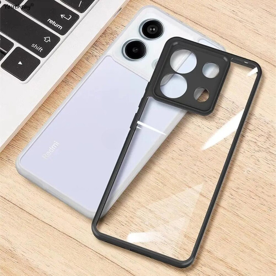 Carcasă pentru Xiaomi Redmi Note 13 Pro 4G / Xiaomi Redmi Note 14S / Xiaomi Poco M6 Pro 4G, Fusion Hybrid, cu protecție pentru camera foto, transparent / negru