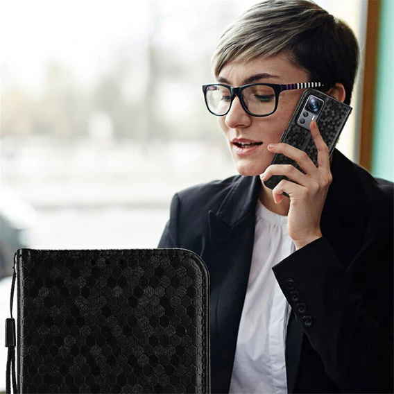 Husa cu clapetă pentru Samsung Galaxy M15 5G, Wallet Rhombus, negru