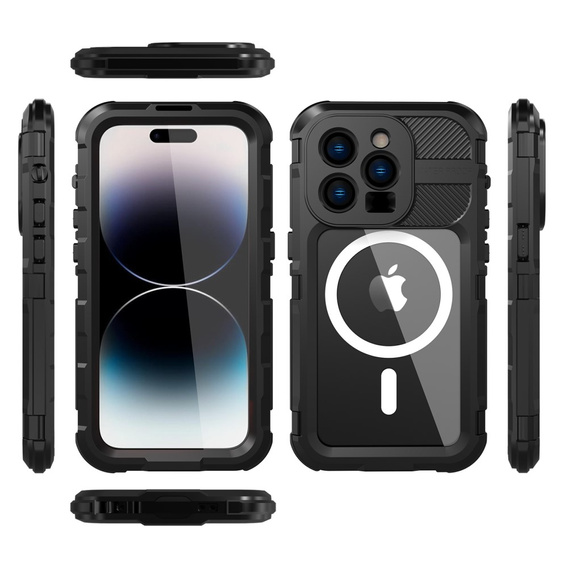 Carcasă impermeabilă IP68 pentru iPhone 14 Pro, SHELLBOX MagSafe, negru