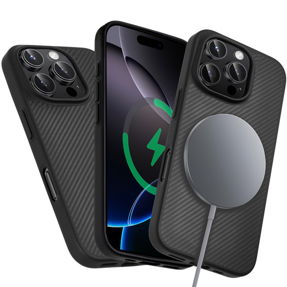 Husă pentru iPhone 16 Pro, Aramid Fiber Cover, negru