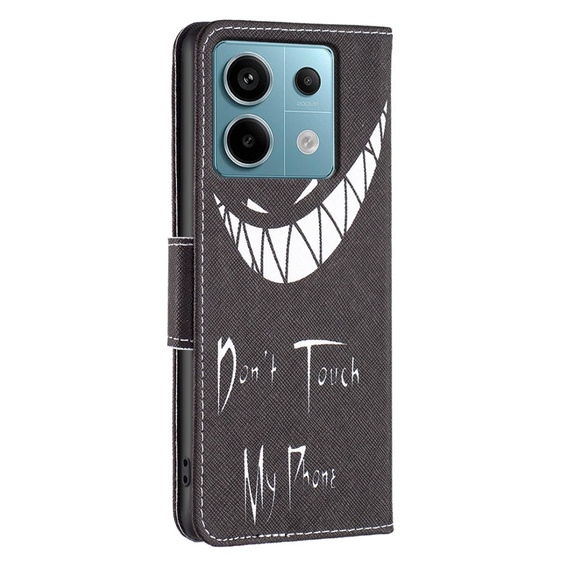 Cu clapetă pentru Xiaomi Redmi Note 13 Pro 5G, Wallet, Don't Touch My Phone negru