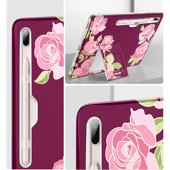 Huse pentru Samsung Galaxy Tab S7 FE, Suritch Full Body Marble, maroon