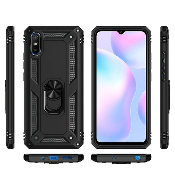 Husă blindată pentru Xiaomi Redmi 9A, Nox Case Ring, negru