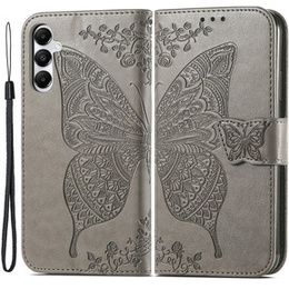 Cu clapetă pentru Samsung Galaxy A05s, Butterfly, gri