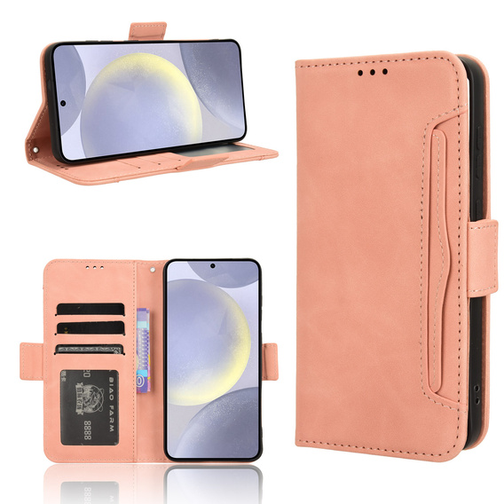 Cu clapetă pentru Samsung Galaxy S25 FE, Card Slot, roz