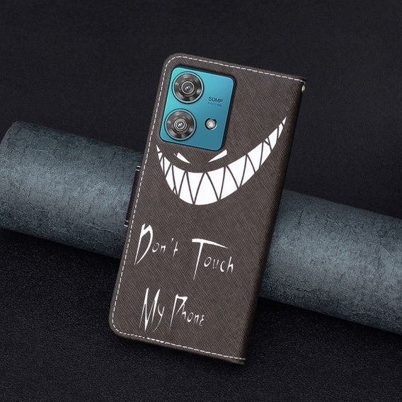 Cu clapetă pentru Motorola Edge 40 Neo, Wallet, Don't Touch My Phone, negru