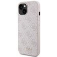 GUESS Huse pentru iPhone 15, 4G Metal Gold Logo, roz