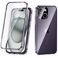 Husa pentru iPhone 15, Magnetic Dual Glass, violet