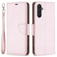 Cu clapetă pentru Samsung Galaxy A25 5G, Wallet Litchi Leather, roz + sticlă 9H