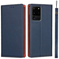 Husă din piele pentru Samsung Galaxy S20 Ultra, ERBORD Grain Leather, albastru închis