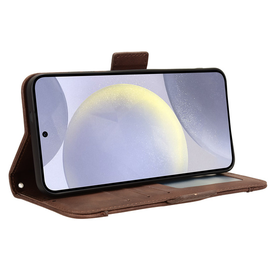 Cu clapetă pentru Samsung Galaxy S25 FE, Card Slot, maro