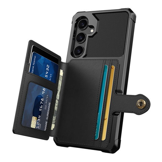 Husa pentru Samsung Galaxy A55 5G, Card Holder Kickstand, negru