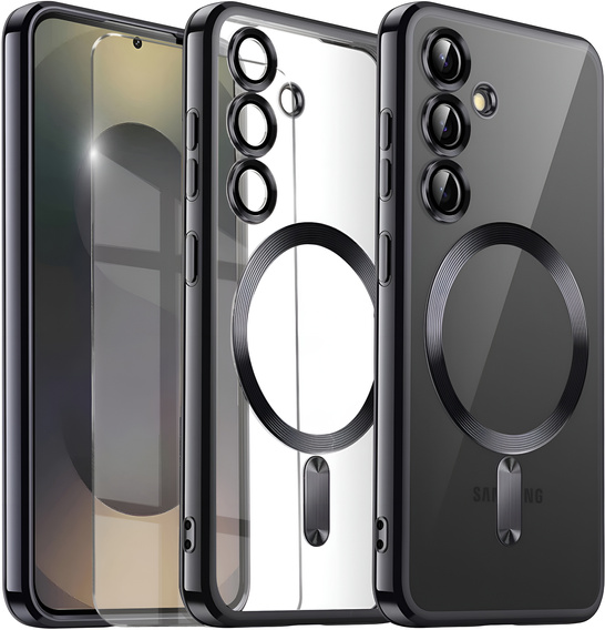 Husă pentru Samsung Galaxy S25, Electro MagSafe, negru + Sticlă pentru ecran