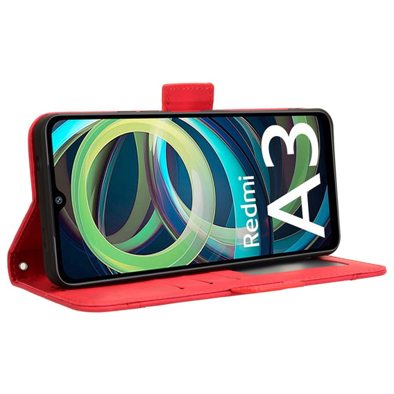 Cu clapetă pentru Xiaomi Redmi A3, Card Slot, roșu