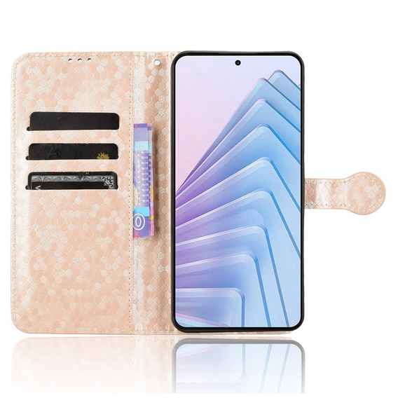 Husa cu clapetă pentru Xiaomi Redmi Note 14 4G, Wallet Rhombus, roz