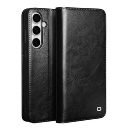 Carcasa flip pentru Samsung Galaxy S25 FE, QIALINO Leather Wallet, negru