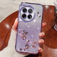 Husă pentru OnePlus 12 5G, Glitter Flower, violet