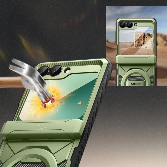 Husă Tongate MECH cu MagSafe pentru Samsung Galaxy Z Flip7 FE / Z Flip6, verde